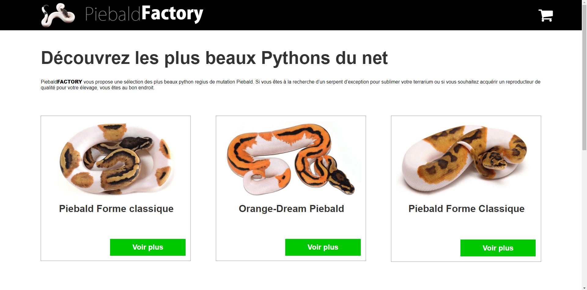 Capture d'écran du projet PiebaldFactory